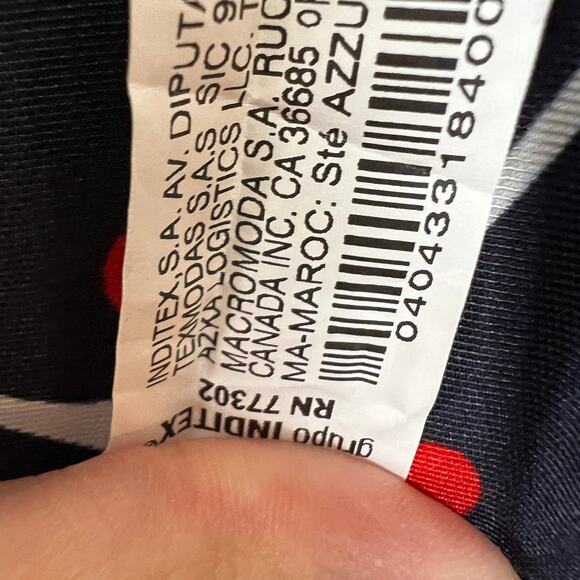 ZARA Navy Blue Orange Geometric Printed Long Sleeve Pullover Blouse Top Size L - Picture 7 of 8